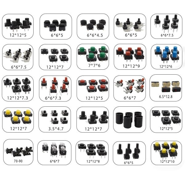 Bouton tactile MicroSwitch avec 25 modèles (n° 76-100)